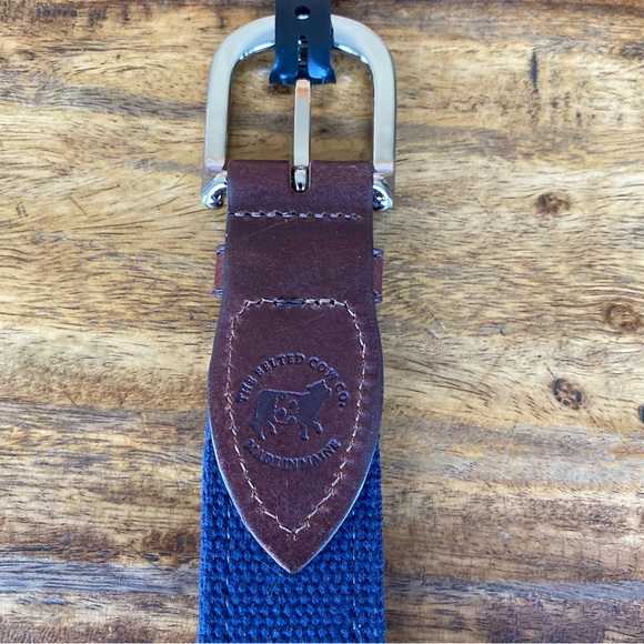 The Belted Cow Nautical Knots Leather Tab Belt Yellow Navy Mens Size 32, 34 men - Picture 7 of 10